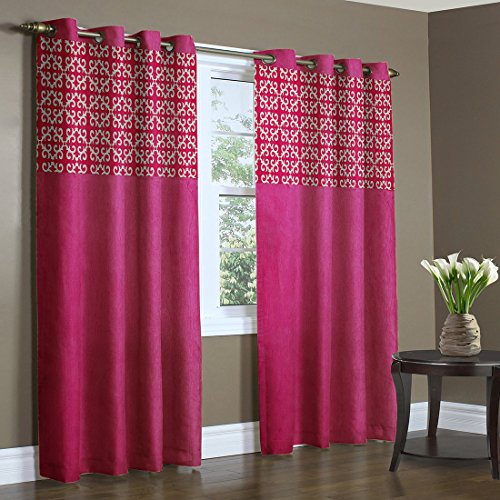 Image of Home Candy Stylish Dual Panel Pink Window Curtains- Set of 4