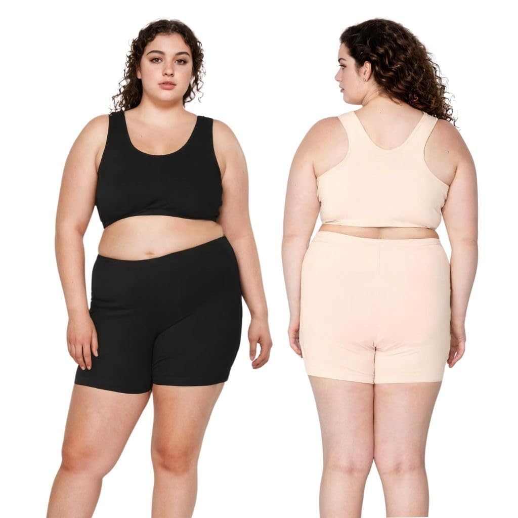 Adira | Under Dress Shots for Women | Plus Size Women Tights Shorts | Soft & Comfy, Knitted Stretchy Fabric | Shorts for Dress | Women Inner Shorts | Plus Size | Pack of 2