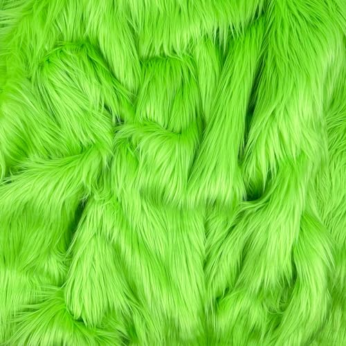 Barcelonetta Faux Fur Fabric | Pre-Cut Fur Squares for Sewing, DIY Crafts, Costumes, Upholstery | Soft, Vegan Faux Fur | Material for Plush Toy Projects (Lime, 10