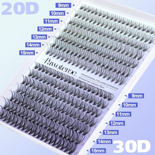 Image of Pawotence Lash Extension Kit DIY 280pcs Individual Lash Clusters Kit 20D&30D Natural 9-15mm Cluster Eyelash Extensions Kit with Lash Bond and Seal, Tweezers for Self Use (20D&30D, 0.07D, 9-15mm, Kit)