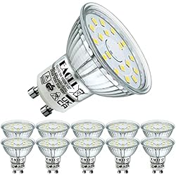 Lamparas Antiguas Pintadas De Blanco EACLL Bombillas LED GU10 6000K Blanca Fría 5W Fuente de Luz, Pack de 10. 495 Lúmenes Equivalente 65W Halógena, AC 230V Sin Parpadeo Focos, 120 ° Spotlight, Luz Diurna Blanco Frio Lámpara Reflectora