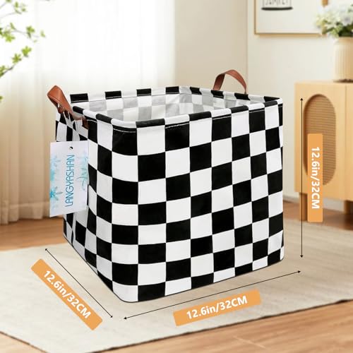 Image of Square Racecar Storage Baskets Shelf Gift Toy Organizer Room Racing Flag | Laundry Hamper Collapse Canvas with Handles for Organizing Home Kitchen Children Toys Office Closet Shelves