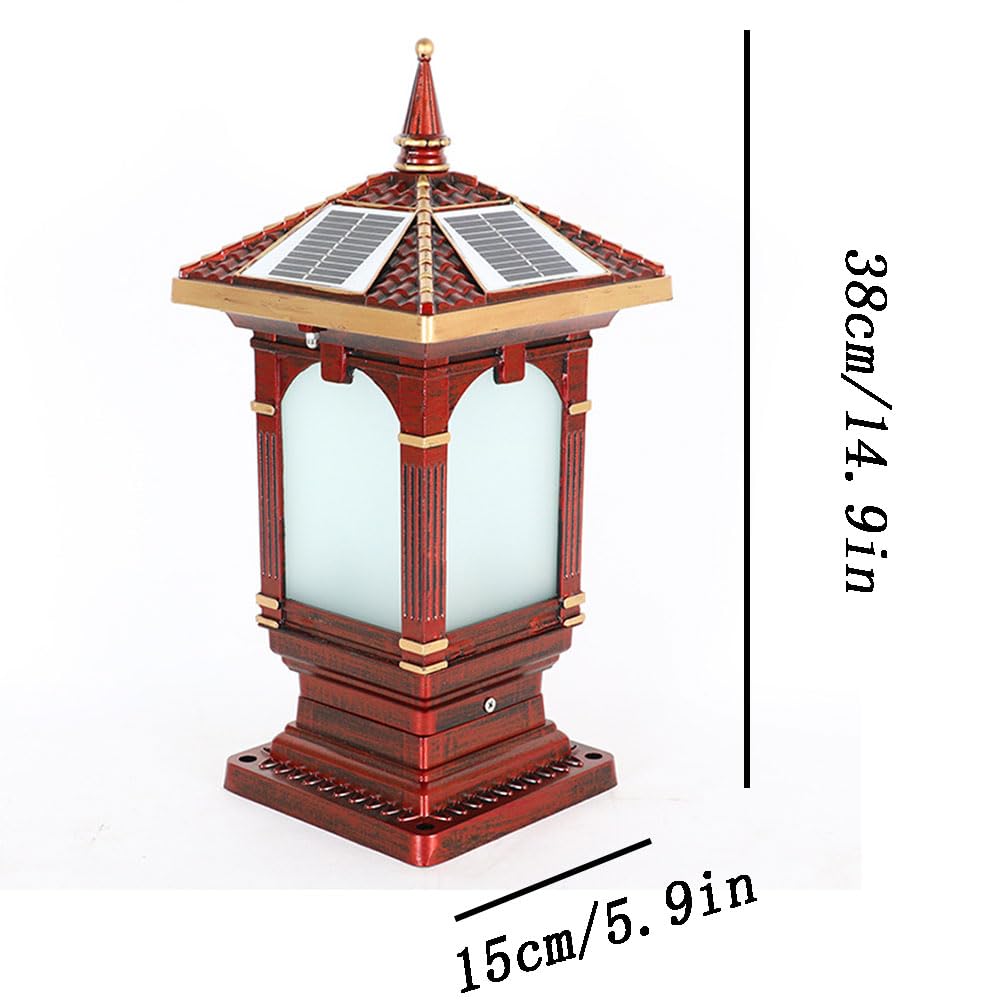 Lampy ogrodzeniowe zasilane energią słoneczną na zewnątrz lampa LED słupek na podwórko ganek patio ogród styl retro wodoodporne oświetlenie kolumnowe