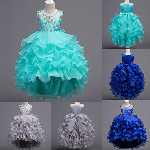 Flower Girl Princess Tutu Dress Wedding Bridesmaid Vintage Ruffle Lace Pageant Party Formal Trailing Communion Gown4