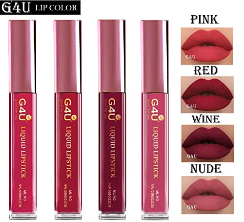 Image of G4U Non Transfer lipsticks | Matt Red Edition Lip Shades | Waterproof Long Lasting Lip Colors (4 Pcs Set)101 102 103 104