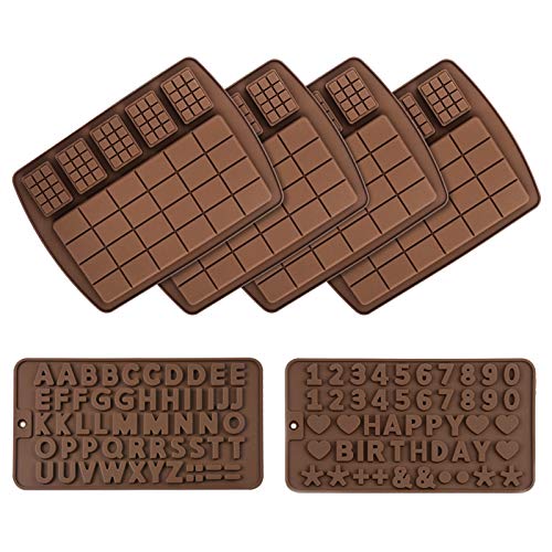 6 Pack Chocolate Bar Mold Silicone Letter and Number Break Apart Silicone Candy Molds for Happy Birthday Cake Decoration Protein and Engery Silicone Mold for Pralines Caramels Ganache 6 Pack Chocolate Bar Mold Silicone Letter and Number Break Apart Silicone Candy Molds for Happy Birthday Cake Decoration Protein and Engery Silicone Mold for Pralines Caramels Ganache