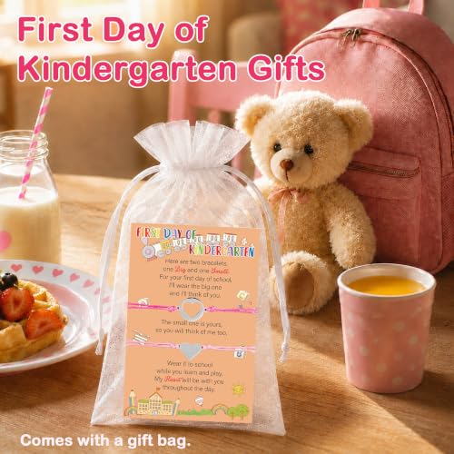 Image of Babycop Back to School Supplies, First Day of Kindergarten Bracelet Mommy and Me - Prek Matching Heart Wish Adjustable Bracelet Set, First Day of School Gifts for Girls Boys Mom & Daughter (2PCS)