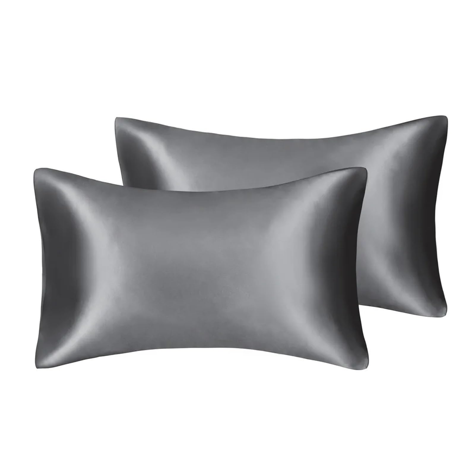 Silky Pillow Covers, Satin Silk Pillowcase Multicolor 50x66cm for Beauty Sleep(Deep Grey)