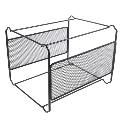 OSALADI Box A4 Hanger Desktop File Rack Document Holder File Organizer File Holder for Desk Office Organization File Storage Holder File Container Mesh File Holder File Crate Iron Black