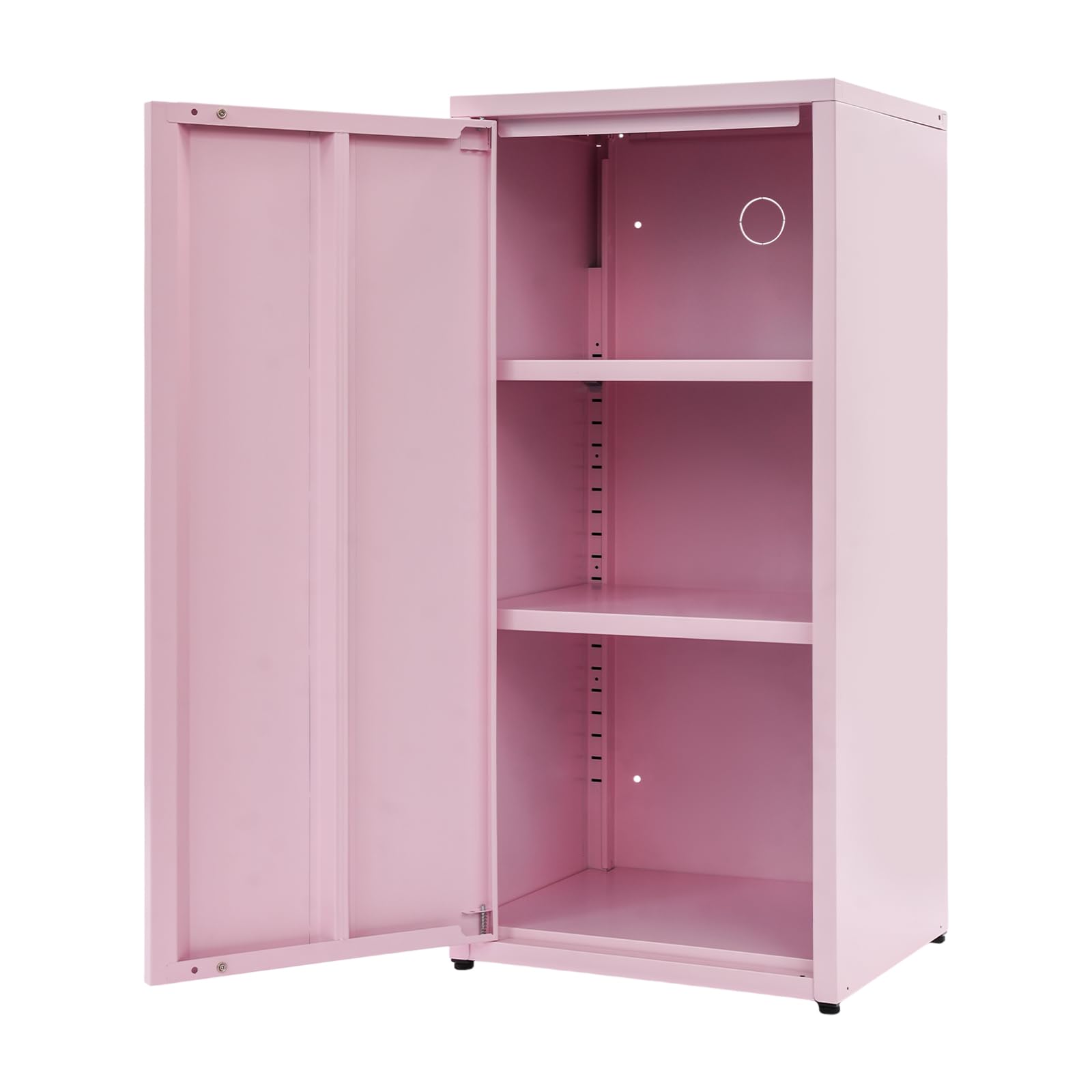 Armadio a 3 livelli con una porta, armadietto da ufficio, armadietto in acciaio, superficie con funzione di assorbimento magnetico, per soggiorno, camera da letto e ufficio, 40 x 35 x 88 cm (rosa)