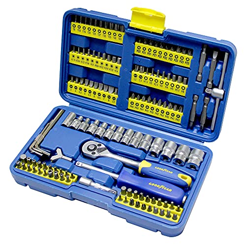 Goodyear 130pc Socket Set + Screwdriver Bits Set Including 72-Teeth Ratchet Handle with Hard Case 2 Goodyear 130pc Socket Set + Screwdriver Bits Set Including 72-Teeth Ratchet Handle with Hard Case - Image 2