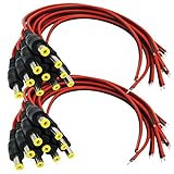 Igreeman 20 Pack DC Power Pigtail Male Cables (Upgraded 18AWG) with 2.1mm Connectors Barrel Jack Tinned Lead for Home Security Surveillance Camera and Party Strip Lighting