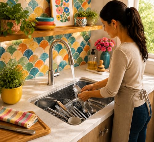 Image of Stainless Steel Kitchen Sink 21x18 Inch | Single Bowl Sink for Modular Kitchen | With Stainless Steel Waste Coupling & PVC Pipe | Heavy Duty Finish