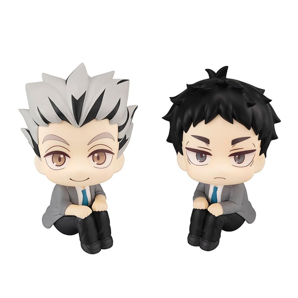 Zhongkaihua Kotaro Bokuto Anime Q Figures Mini Statue Keiji Akaashi Look Up Figure Sitting Model Anime Mini Figurine Collection Gift Ornaments