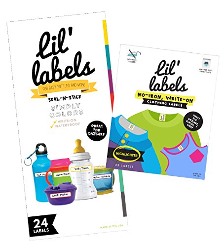 Image of Lil' Labels Daycare Value Pack Bottle and Clothing Labels, Waterproof, Highlighter