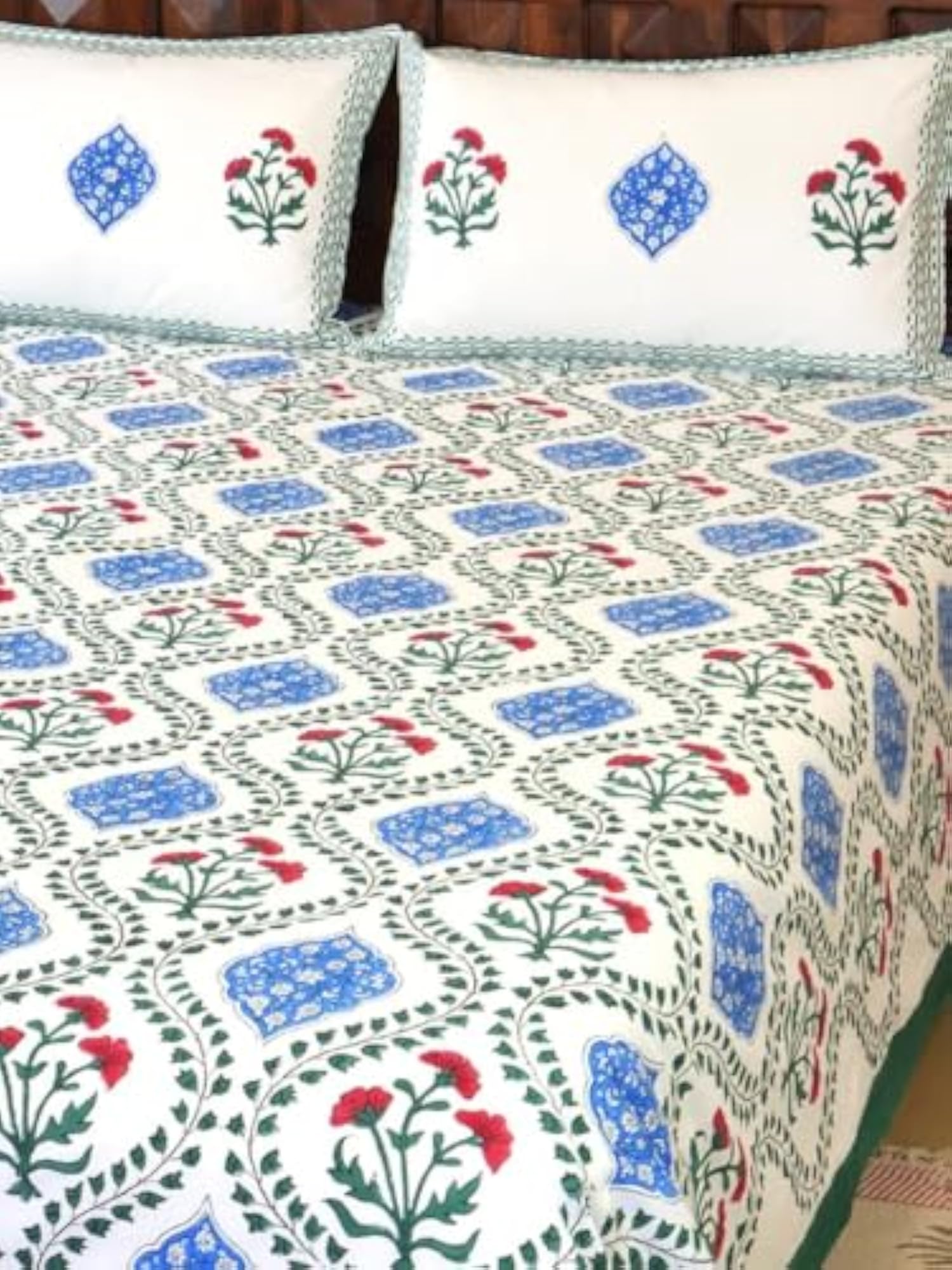 Handblock Printed Baghiya Percale Cotton Bedsheet