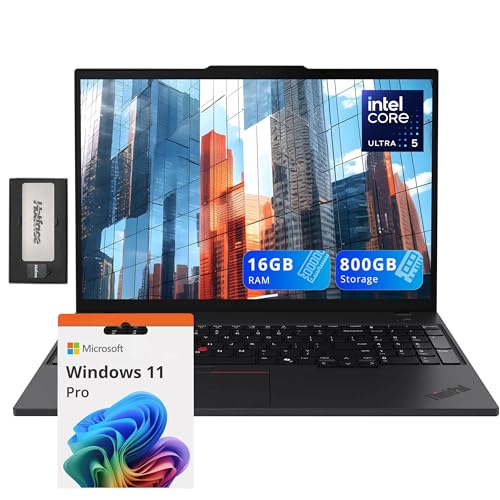 Image of Lenovo ThinkPad T16 G3 16 inch WUXGA Laptop, Intel Ultra 5 125U, 16GB DDR5, 800GB Storage (512GB SSD+288GB Docking Station Set), Backlit Keyboard, Fingerprint Reader, Wi-Fi 6, Windows 11 Pro, Black