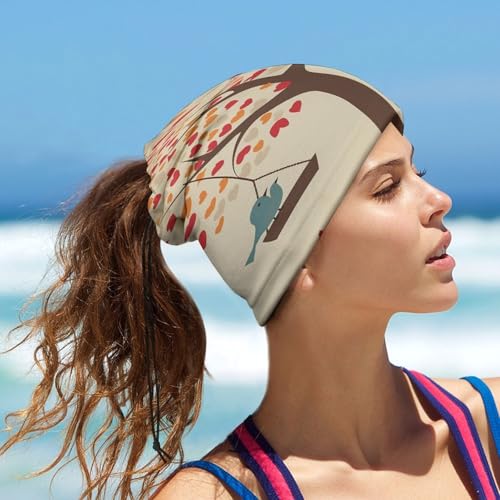 Pasamontañas con diseño de árbol con pájaros en columpio para hombres y mujeres, máscara facial transpirable, cuello refrigerante, protección solar UPF 50+, bandana para ciclismo, running, senderismo, motocicleta, esquí y pesca miniatura 7