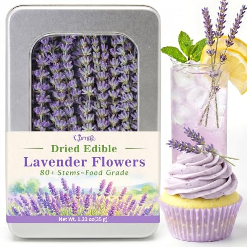 Curnue 80-90+ Edible Lavender Sprig Edible Flower for Cocktail Garnish