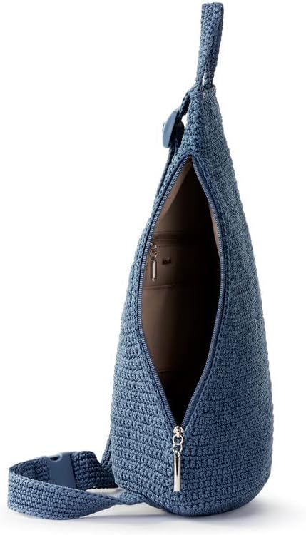 The Sak Geo Sling Backpack in Crochet, Single Sling Shoulder Strap, Maritime - Image 5