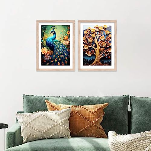 Image of kotart Decorative Wood Aesthetic Modern Art Wall Paintings With Frame For Living Room Bedroom Office Wall Decoration - Home Decor Frames Set of 2 (Art 4)