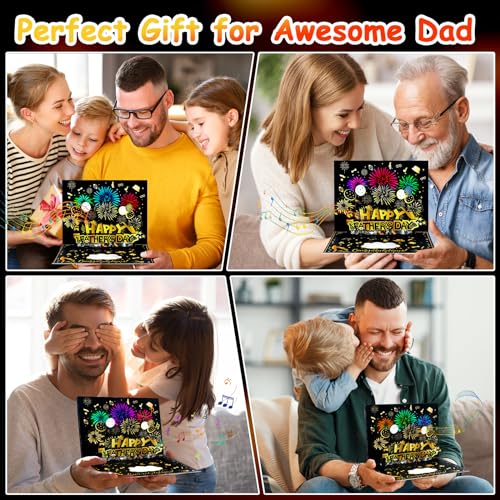 Fathers Day Card, 3D Pop Up Happy Lights & Music Father's Day Cards from Daughter Son Wife Kids, Funny Fathers Day Greeting Card Gifts for Dad Husband Grandpa Son Him Men - Image 3