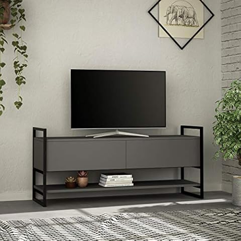 Hocuspicus Modern Designed TV Stand for Livingroom up to 55' TV's - 131 x 58 x 39 cm - Easy to Assemble and Clean (Anthracite) Cover