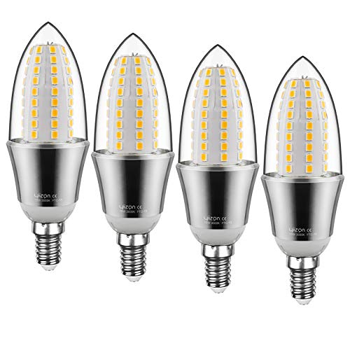 Yiizon LED E14 15W Kerze Glühbirne, entspricht 120 W Glühlampe, 3000 K Warmweiß, 1500lm, CRI>80 +, kleine Edison-Schraube, nicht dimmbar Kandelaber LED Glühlampen(4 PCS) Cover