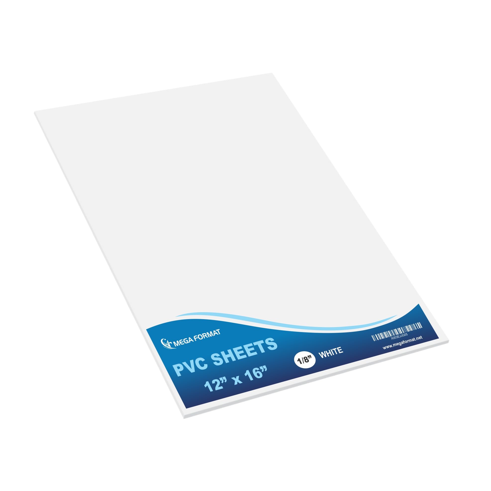 MEGA FORMAT 12" x 16" Rigid PVC Plastic Sheets - Sintra PVC Sheet, Celtec PVC Board - Hard Plastic Sheet, PVC Sheets Plastic - 1/8" 3mm Thick - 1-Pk-White