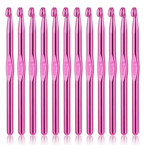 Image of UzecPk 12Pcs Size L / 8.0mm Aluminum Crochet Hooks Crochet Needles | Metal Crochet Hook, Ergonomic Crochet Hook Bulk Crochet Needle for Crocheting Yarn Knitting Scarf Hat