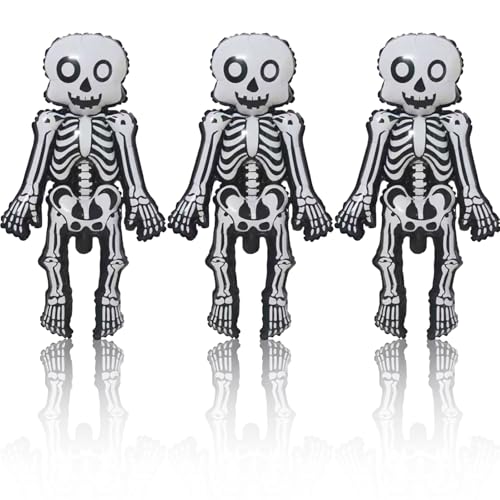 Shilunidp H09S9W9-240826 Skeleton Man Balloon Halloween Balloons Skeleton Balloons For Halloween Themed Party Supplies Birthday Party Decorations Halloween Party Decorations Balloons Party Sets-3Pcs cover