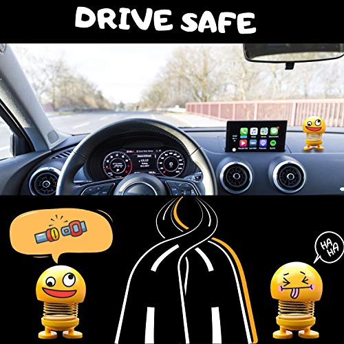 Head Shakers Emojis bobbleheads for dashboard /desk, cute car decor funny figurines, dancing doll head stress relief gifts for men cars decorations anime accessories dashboard decorations hippie car - Thumbnail 2