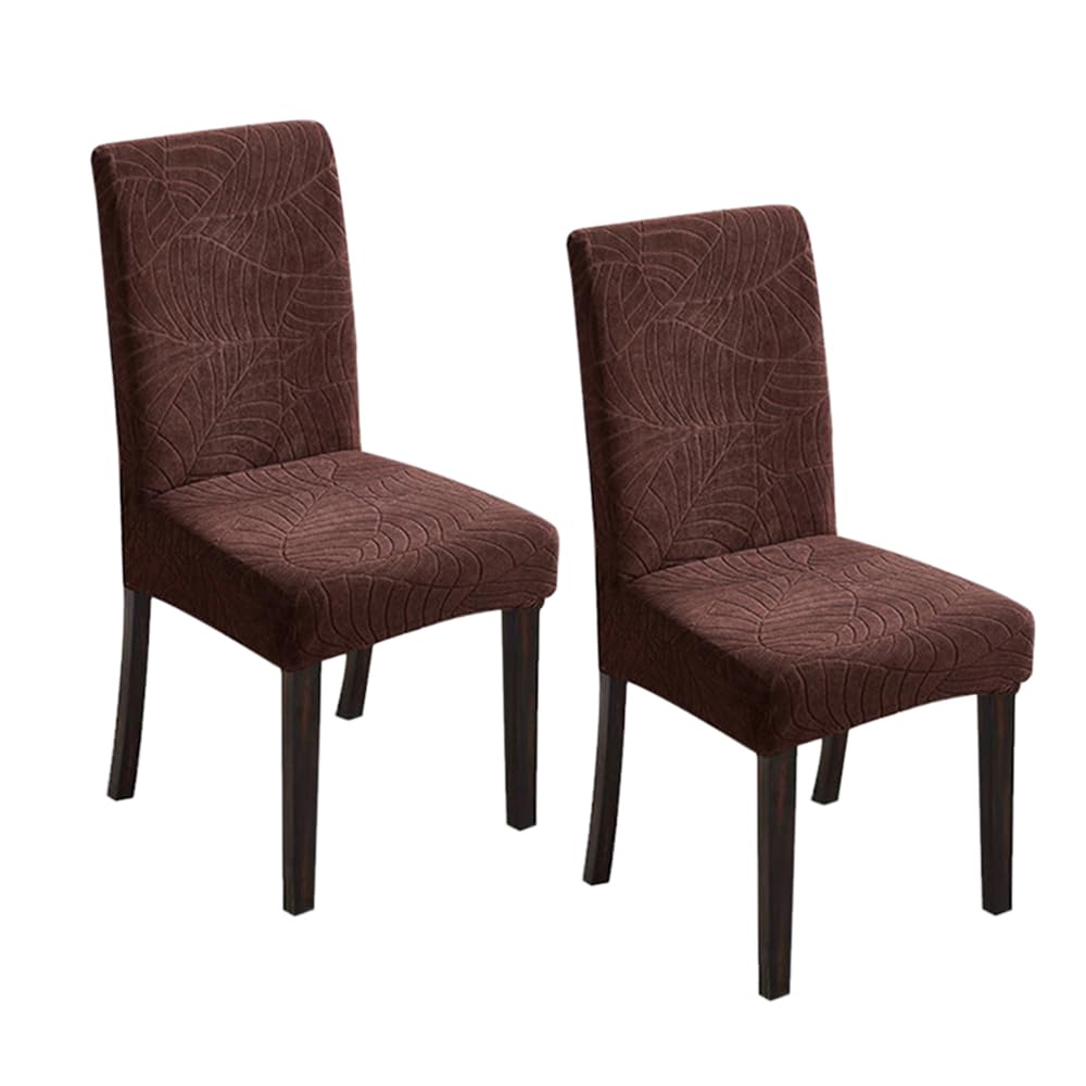 SUPERBBIGING Waterproof Dining Chair Cover Set, Solid Color Chair Cover, Anti Fouling Chair Cover, Suitable for Home Living Room and Kitchen (2 Pieces) (Coffee Color)