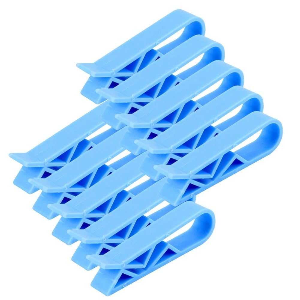 Clockjuan Blue 10Pcs Plastic Kitchen Garbage Bin Clip，Set Of Bag Clips - Anti-Slip Fixation Clamp For Trash Cans And Garbage Bins - Color