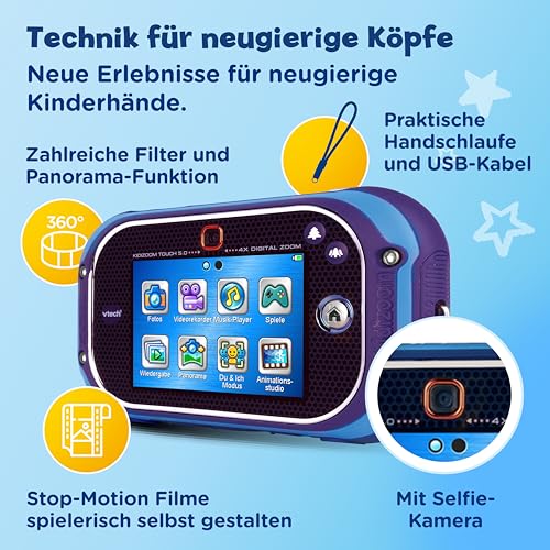 VTech KidiZoom Touch 5.0 - Digitalkamera Kinder mit Selfie-Funktion – Ansicht 4