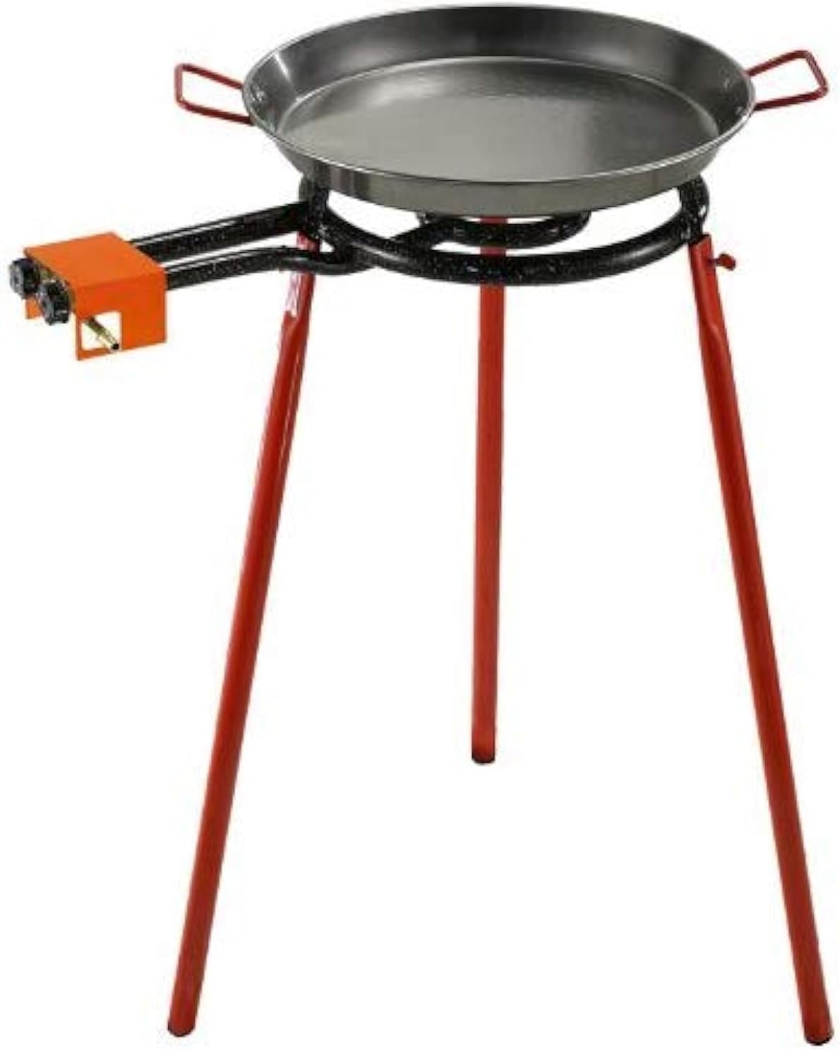 Garcima Mediterraneo Paella Pan Set with Burner, 16 Inch Carbon Steel Outdoor Pan and Legs Imported from Spain (10 Servings)