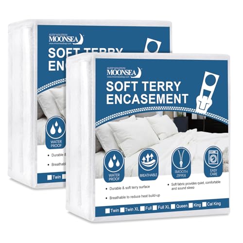 Zippered Mattress Protector 2 Pack with Ultra Soft Terry Surface, 6-Side Waterproof Mattress Encasement, Durable Zipper, Noiseless, for Standard Full Size (11-14 Inch) Mattress 54'' X 75''