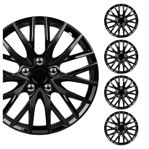 BDK (4-Pack) Premium Black Hubcaps 16" Wheel Rim Cover Hub Caps OEM Style Direct Replacement Snap On Car Truck SUV Van - 16 Inch, Set of 4