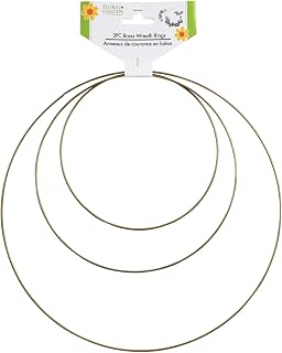 TDST Floral Garden Brass Wreath Rings, 3-pc. Sets DIY Wedding Wall Dream Catcher Macrame Hanger for Front Door Wire Hook Holder Hoop with Bonus TDST Scented Aziza