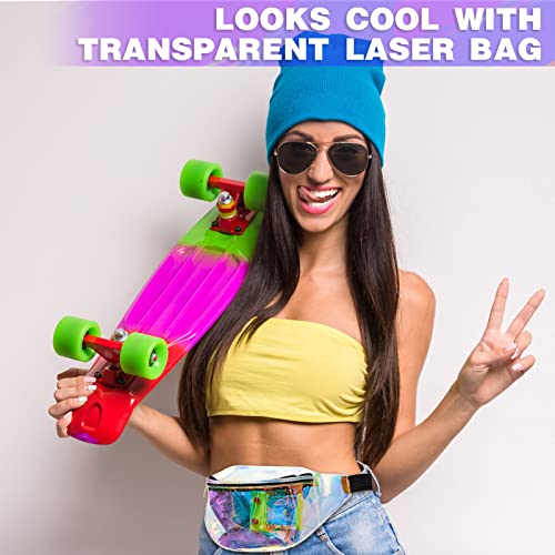 Sac banane lot de 12 modèles holographiques transparents femme ceinture ajustable voyage sport