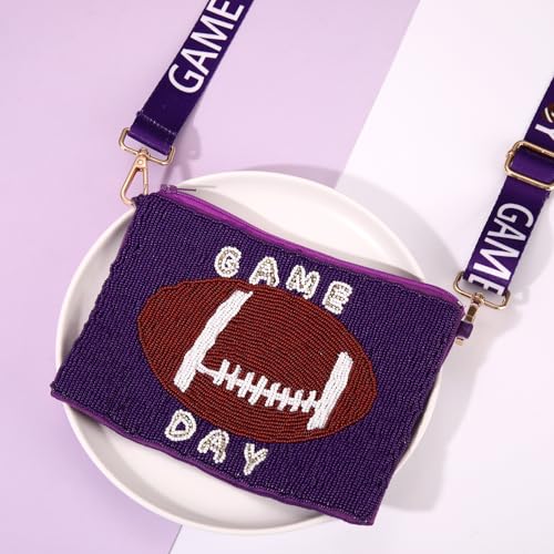 Game Day Purse for Women Beaded Football Crossbody Purse Shoulder Bag Game Day Outfits Football Mom Accessories3