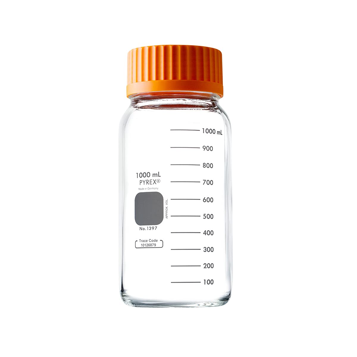 Pyrex Runde Vorratsflasche mit breiter Öffnung und GL45-Schraubverschluss, Borosilikatglasflaschen mit Kappen, hochwertige wissenschaftliche Glaswaren für Labor, Klassenzimmer oder Zuhause