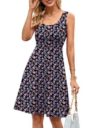 Image of Herou Summer Beach Dresses for Women A Line Sleeveless Tank Dress | Casual,Scoop Neck,Soft,Knee Length,Breathable