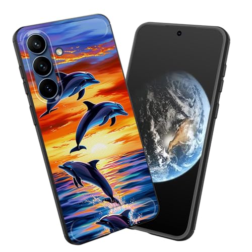 smauncucn for Galaxy A37 5G Case,Soft TPU Slim Fashion Anti-Fingerprint Non-Slip Protective Phone Case Cover for Samsung Galaxy A37 5G 6.7 inch 2026,Dolphin Jumping Ocean Sunset Beach