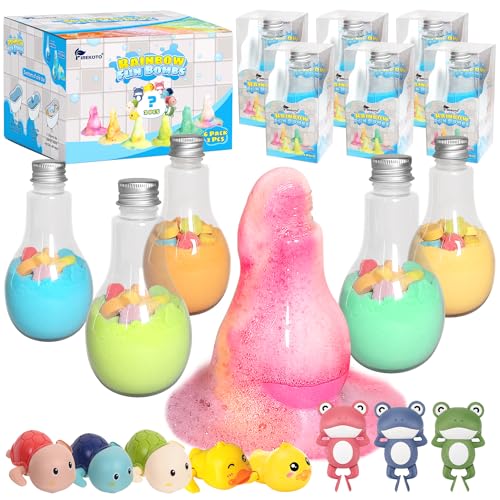 Kids Bath Bombs kit - 6pcs Bubble Bottles & 2pcs Surprise Box Toy,Interactive Science Toys for Kids,Fun Bubble Bath gift丨Idea Birthday Gifts for Girls Boys-8-Pack