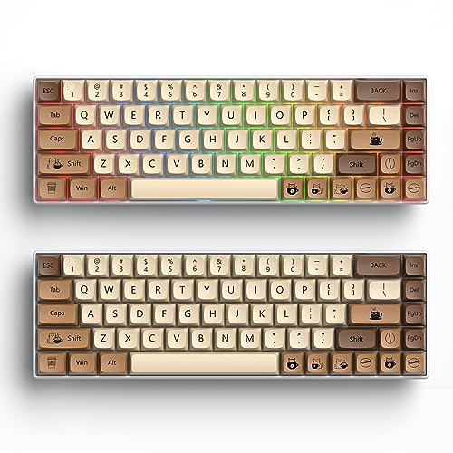 Image of Owpkeenthy Retro XDA Keycaps, PBT 138 Keys Brown Keycap Set for Cherry MX Covers Fullsize 60% 65% 75% Keyboard （XDA Coffee Cat）
