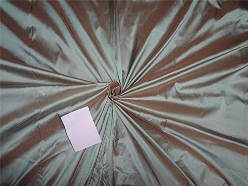 Dupion Soie Bleu X Pêche PKT # 246 coupon textile haut de gamme