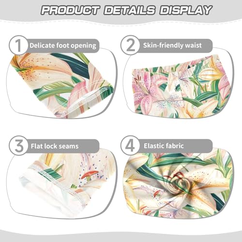 Lilies Blooming Girls Leggings Soft Stretch Workout Yoga Dance Pants for Kids Casual Tights3