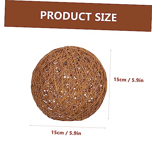 VILLCASE Rattan Weaving Ball Shape Lamp Cover Rustic Ceiling Table Light Shade Durable and Decorative Woven Design for Living Bedroom and Study