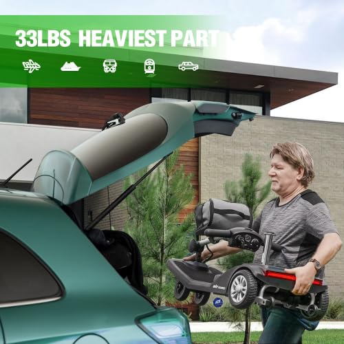 Scooter de movilidad plegable para personas mayores, 6 km/h, autonomía 15 km, batería de litio, chasis de aluminio, negro